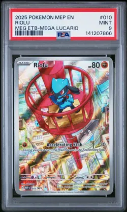 2025 POKEMON MEP MEGA EVOLUTION ETB PROMO #010 RIOLU PSA 9 - Image 1