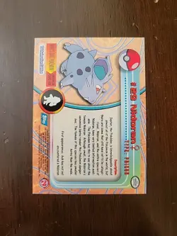 LP! 1999 Topps Pokemon TV Animation #29 Nidoran RAINBOW FOIL BLUE Logo - Image 2