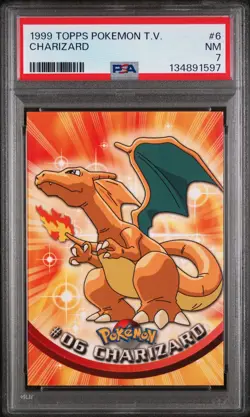 1999 TOPPS POKEMON TV #6 CHARIZARD PSA 7 - Image 1