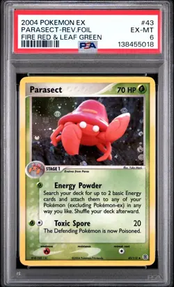 PSA 6 EX-MT 2004 POKEMON EX FIRE RED & LEAF GREEN #43 Parasect Reverse Holo - Image 1
