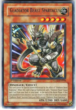Gladiator Beast Spartacus GLAS-EN018 Yugioh TCG Rare 1st Ed LP - Image 1