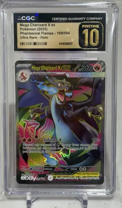 CGC Pristine 10~Mega Charizard X ex 109/094~Ultra Rare Pokemon Phantasmal Flames - Image 1