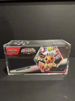 Pokemon TCG Prismatic Evolutions Surprise Box Sealed with Acrylic Case New Mint - Image 1