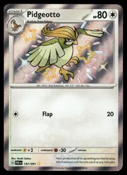 Pokemon Cards Pidgeotto 197/091 Paldean Fates Shiny Rare NM - Image 1