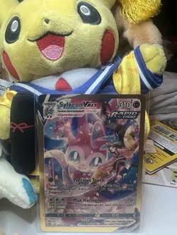 Sylveon VMAX Secret Rare Full Art Pokemon Foil Fan Art Collector Card - 310 HP - Image 1