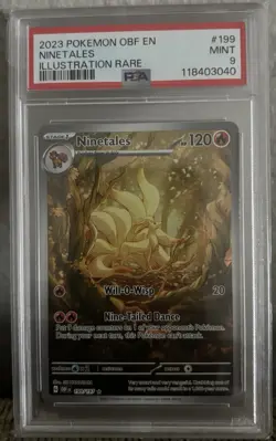 2023 Pokemon Ninetales OBF En Illustration Rare Card 199/197 PSA MINT 9 LOW POP - Image 1