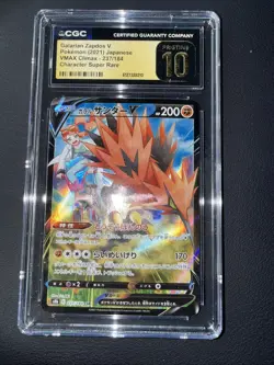 CGC 10 Pristine Galarian Zapdos V 237/184 CSR VMAX Climax s8b Pokemon Card - Image 1
