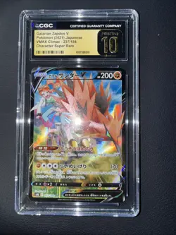 CGC 10 Pristine Galarian Zapdos V 237/184 CSR VMAX Climax s8b Pokemon Card - Image 5