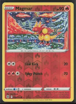 Magmar Common SWSH09: Brilliant Stars 019/172 LP Pokemon Card Reverse Holo - Image 1