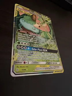 Pokemon TCG Venusaur and Snivy GX Card 1/236 Tag Team Cosmic Eclipse - Image 2