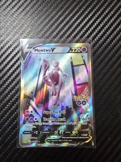 Pokemon Go Mewtwo v Alternate Full Art Holo Rare Card 072/078 Pokemon TCG - Image 1