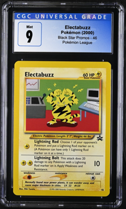 2000 WOTC POKEMON LEAGUE ELECTABUZZ #46 BLACK STAR PROMO CGC 9 MINT - Image 1
