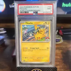 2024 Pokemon Black Star Promo Pikachu World Championships #190 PSA 9 - Image 1