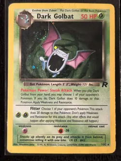 Pokemon TCG- Dark Golbat Holo Rare 7/82 Unlimited SWIRL - HP - Image 1