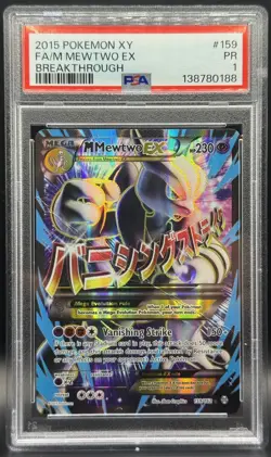 Pokemon TCG PSA 1 Mega Mewtwo EX Full Art XY Breakthrough 159/162 *LOW POP* - Image 1
