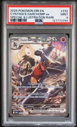 2025 Pokemon Dri En-Destined Rivals #232 Cynthia'S Garchomp Ex SIR PSA 9 - Image 1