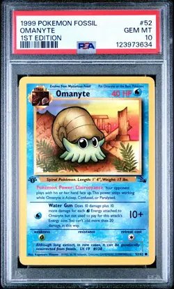 1999 POKEMON FOSSIL 1ST ED #52 OMANYTE PSA 10 - Image 1