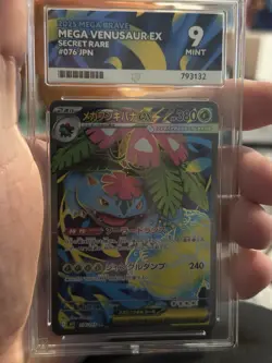 Pokemon TCG Mega Venusaur EX Mega Brave Japanese SR 076/063 ACE 9 Graded Slab - Image 1
