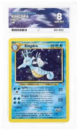 ACE Graded 8 Kingdra – Neo Genesis – Pokemon Card Slab – Vintage WOTC Era - Image 2