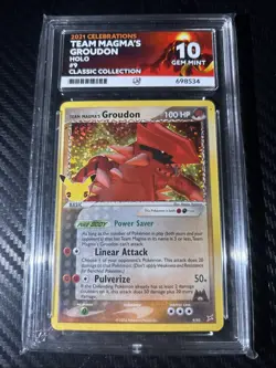 Pokemon TCG Team Magma's Groudon 9/95 Celebrations Graded Slab Ace 10 Gem Mint - Image 1