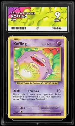 *POP 1* ACE 9 KOFFING 2016 EVOLUTIONS 050/108 POKEMON GRADED SLAB (NOT PSA) #50 - Image 2
