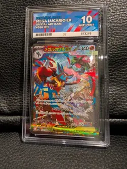 Mega Lucario 088 SAR Mega Brave Graded slab ACE 10 Gem Mint Pokemon TCG japanese - Image 1