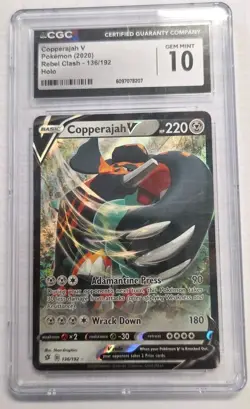 Pokemon Card- Copperajah V 136/192 Swsh02: Rebel Clash Holo - CGC 10 Graded - Image 1