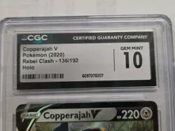Pokemon Card- Copperajah V 136/192 Swsh02: Rebel Clash Holo - CGC 10 Graded - Image 2