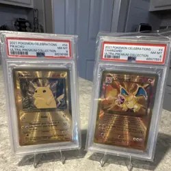 Pokemon Celebrations Pikachu #58, Charizard #4 Metal Lot - 2 Cards PSA 8 - Image 1