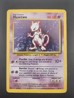 1999 Pokemon TCG Mewtwo Base Set Holo Unlimited Rare Card 10/102 - Image 1