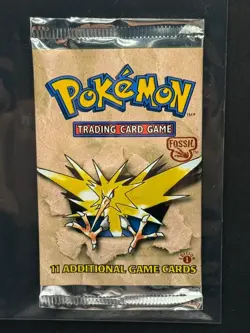 1999 Pokemon - Fossil 1st Edition Zapdos Art - EMPTY Booster Pack - NO CARDS - Image 1