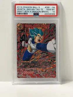 Dragon Ball Super Card Game Vegeta, Saiyan Tag Team DPR Foil Card DB1-094 PSA 10 - Image 1