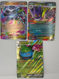 Pokemon EX Lot Charizard Mega X Gengar Mega Venusaur Full Art Holo Cards Bundle - Image 1