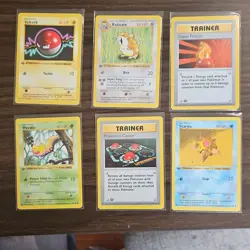 Pokemon TCG Base Set 1st Edition Basic & Trainer Lot 6 Cards Voltorb Raticate - Image 1