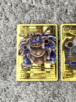 Set 2 Blastoise VMax+Blastoise&Piplup GX Rare Gold Accent Foil Fan Art Card NM! - Image 3