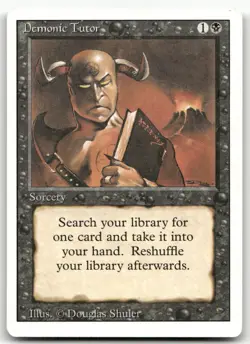 Demonic Tutor (LP) Revised Edition 3ED Magic MTG - Image 1
