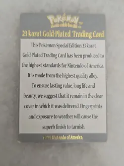 1999 Burger King Pokemon 23K Gold Plated Trading Card MEWTWO In Case w/ Cert COA - Image 5