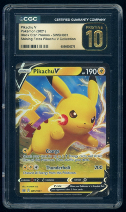 2021 Pokemon Pikachu V Black Star Promo Shining Fates SWSH087 CGC 10 Pristine - Image 1