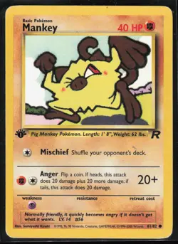 Mankey 61/82 1st Edition Team Rocket Vintage WOTC Pokemon TCG MP - Image 1