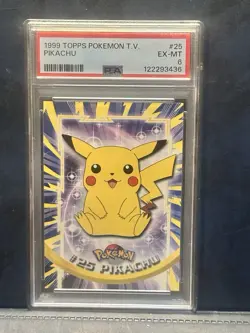 1999 TOPPS POKEMON TV #25 PIKACHU PSA 8 EX-MT BLUE LABEL - Image 1