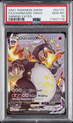 2021 POKEMON SWORD & SHIELD SHINING FATES #SV107 FULL ART/CHARIZARD VMAX PSA 10 - Image 1