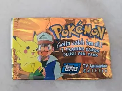 Vintage Empty Topps Pokemon Series 1 Booster Pack Wrapper No Cards - Image 1