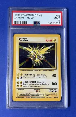 1999 Pokemon Game Zapdos - Holo #16 PSA 9 MINT - Image 1