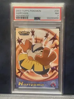 2003 TOPPS POKEMON ADVANCED HARIYAMA #39 PSA 7 NM - Image 1