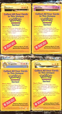 4x SEALED Black Star Promo WB Movie Pokemon Cards #2-5 PIKACHU, DRAGONITE MEWTWO - Image 1