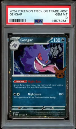 PSA 10 GEM MINT Gengar 057/091 COSMOS HOLO Trick or Trade Pokemon Card 531 - Image 1