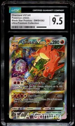 CGC 9.5 MINT+ Charizard VSTAR SWSH262 FULL ART HOLO 262 SWSH PROMO Pokemon Card - Image 1