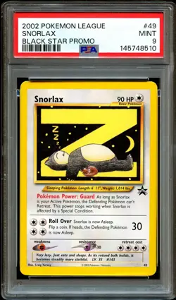 PSA 9 MINT Snorlax Z # 49 WOTC Black Star Promo Pokemon Card 510 - Image 1