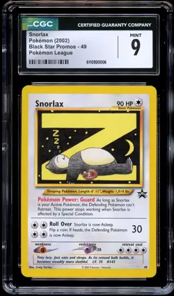 CGC 9 MINT Snorlax Z # 49 WOTC Black Star Promo Pokemon Card 006 - Image 1
