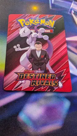 Pokemon TCG Destined Rivals Trainer Tips Art Card Ft. Giovanni & Mewtwo - Image 1